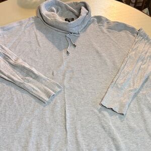 Jones New York M Light Gray Drawstring Cowl Neck Top